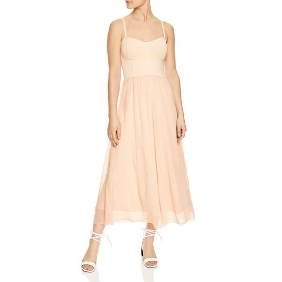 Sandro Roxette Bustier Midi Dress In Blush Size EU 40 US 10 Classic Date Night - Picture 1 of 16